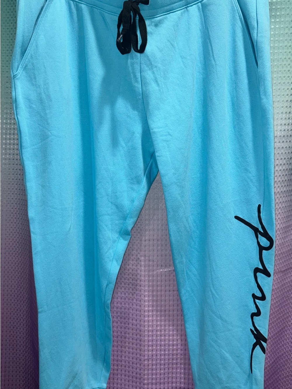 NWT Victoria’s Secret VS PINK XXL Turquoise Blue Campus Jogger Pant